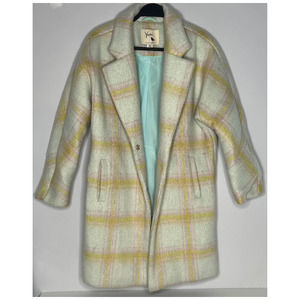 Yumi Women's Overcoat Size US 2/4 Mint/Pink/Yellow Plaid
